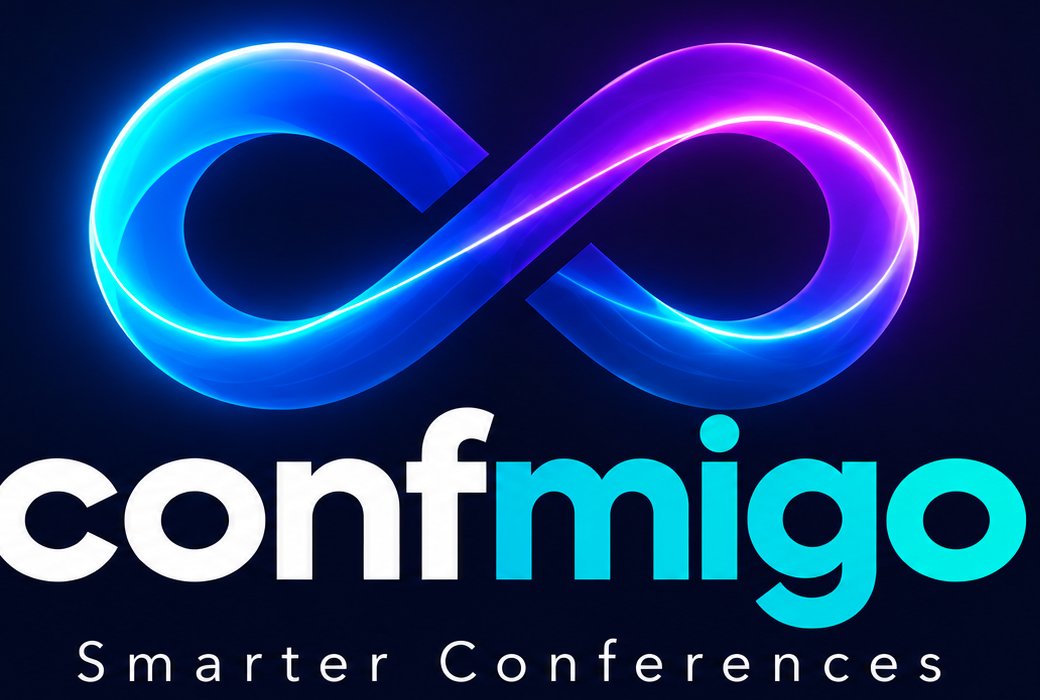 Confmigo logosu: sonsuzluk işareti ve Smarter Conferences sloganı